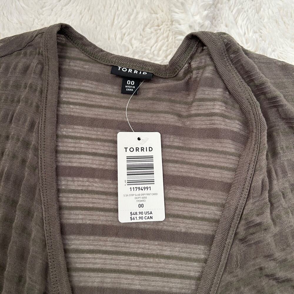 NWT Womens Plus Size Torrid Slub Drape Front Cardigan Dark Brown Size 00 - Picture 5 of 6